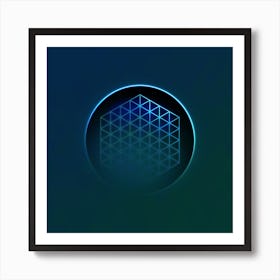 Geometric Neon Glyph on Jewel Tone Triangle Pattern 380 Art Print