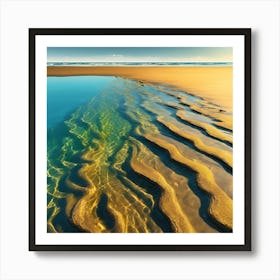 Liquid Sand, Golden Ripples on the Beach 1 Art Print