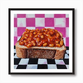 Beans On Toast Pastel Checkerboard 1 Art Print