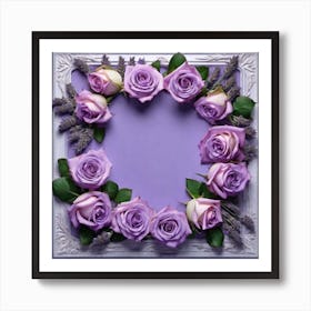 Frame Of Lavender Roses Art Print