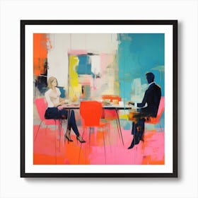 Two People At A Table Art Print