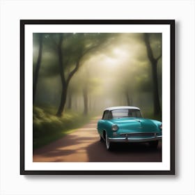 Vintage Car In The Woods Art Print