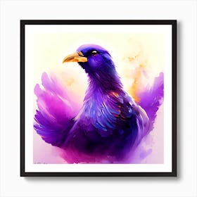 Water Painting of a Beautifully Designed Purple Gallinule Pigeon Art Print