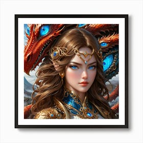 Girl With A Dragon dub Art Print