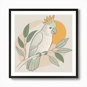 Cockatoo Parrot on a branch 1 Art Print