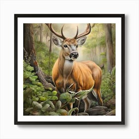 Deer In The Woods Art Print