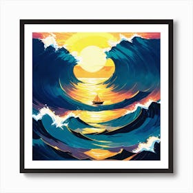 Sunset In The Ocean Art Print