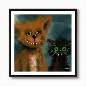 Halloween Dog and Cat Art Print