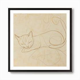 Cat Sleeping Art Print