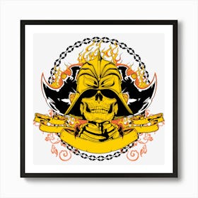 Warrior Samurai Euclidean Graphy Illustration Gold Skull 1 Art Print