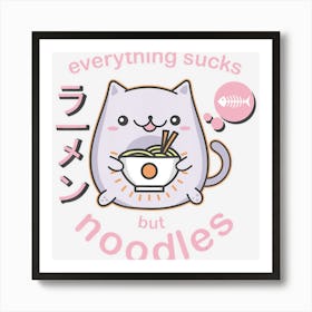 Trending Pastel Goth Ramen Noodle Cat Anime Kawaii Gift Art Print