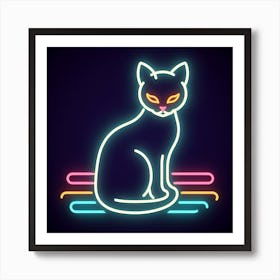 Neon Cat Art Print