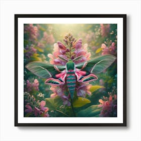 A Beautiful Elephant Hawk Moth Sitting On A Honeysuckle Flower 1 Art Print