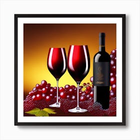 Red Wine And Grapes 2 Art Print