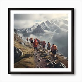 Group Of Hikers Art Print