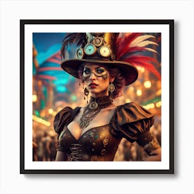 Steampunk Woman Art Print