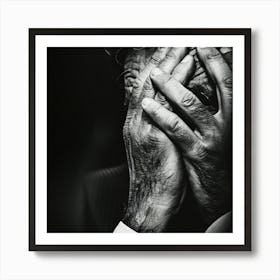 Black And White Portrait Of A Sad Man Art Print