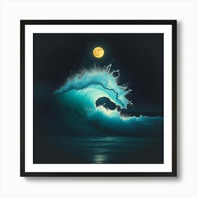 Moonlight Over The Ocean Art Print