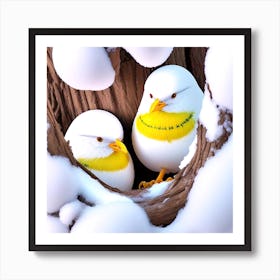Birds In The Snow 4 Art Print