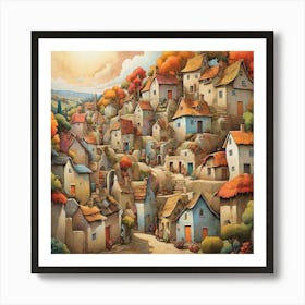 Village In Autumn Art Print