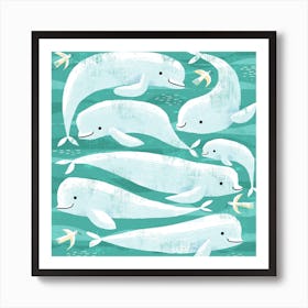 Beluga Whales Square Art Print