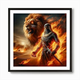 Lion And knights Art Print
