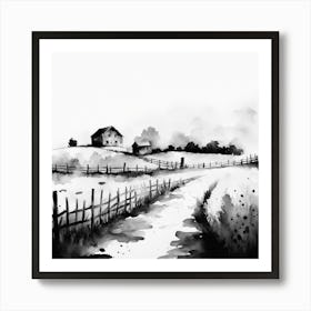 Black And White Watercolor Painting Art Print