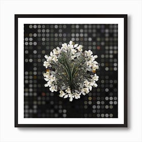 Vintage Summer Snowflake Flower Wreath on Dot Bokeh Pattern n.0530 Art Print