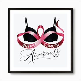 Women Breast Cancer Awareness background in Pink Ribbon international symbol for month October clipart and poster clipart and wall art Art Print