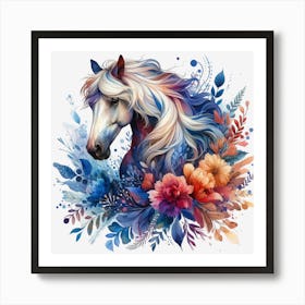 Horse With Flowers 4 Art Print