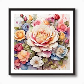 Watercolor Roses Art Print