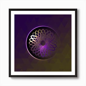 Geometric Neon Glyph on Jewel Tone Triangle Pattern 221 Art Print