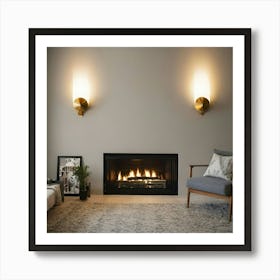 Modern Living Room With Fireplace 11 Art Print