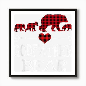 Red Plaid Godfather Bear Matching Family Pajama Christmas Art Print