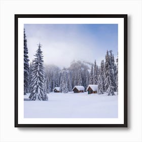 Cabins In The Snow 1 Art Print