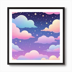 Sky With Twinkling Stars In Pastel Colors Square Composition 89 Art Print