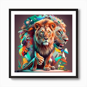 Texte Free Lion Photo Cinematic Art Print