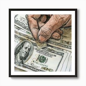 Hand Holding Money Art Print