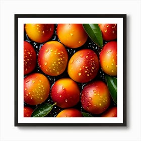 Mangoes On Black Background 2 Art Print