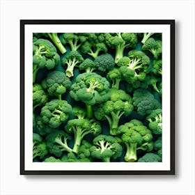 Frame Created From Broccoli On Edges And Nothing In Middle Ultra Hd Realistic Vivid Colors Highl (4) Art Print