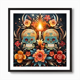 Day Of The Dead Skulls 1 Art Print