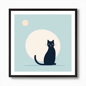 Black Cat In The Moonlight 1 Art Print