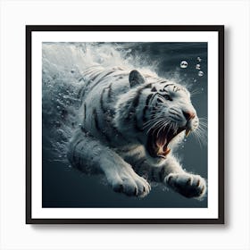 White Tiger Swimming Underwater 1 Art Print