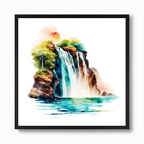 Watercolor Waterfall Art Print