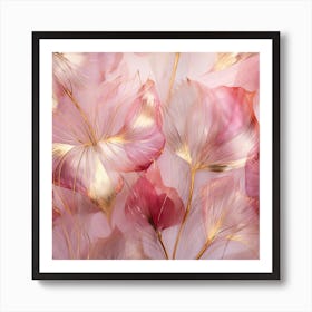 Abstract Floral Background In Pink And Gold Art Print