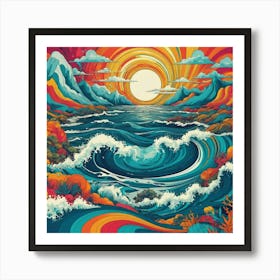 Sunset Over The Ocean 4 Art Print