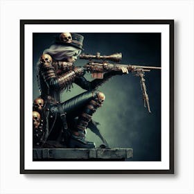 Steampunk Girl With Rifle Art Print