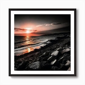 Sunset At The Beach 489 Art Print