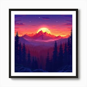 Sunset In The Mountains 31 Art Print