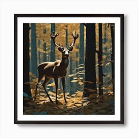 Deer In The Forest 55 Art Print